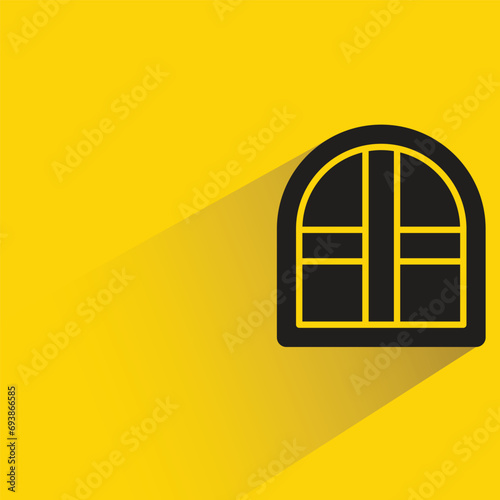 window pane icon with shadow on yellow background