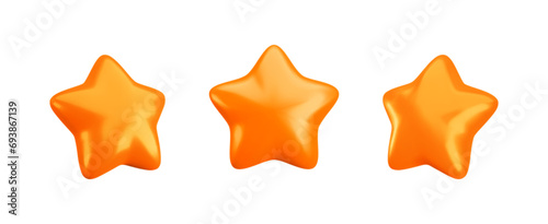 Vector 3d bronze star icons set on white background. Cute realistic cartoon 3d render, glossy metallic star front and side projection, for customer rating concept, decor, web, game design, app, ad