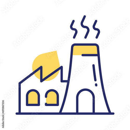 Manufacturing Plant, building with chimney showing concept icon of power plant or industry vector