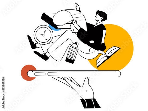 Education and learning people flat vector concept hand drawn illustration
