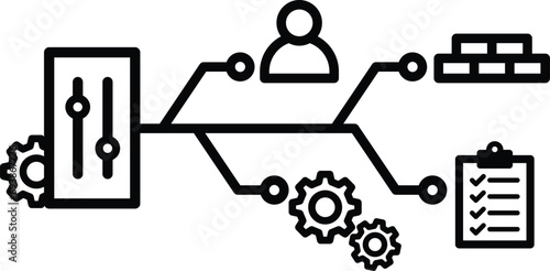 controlling icon management vector material machine man plan control sign