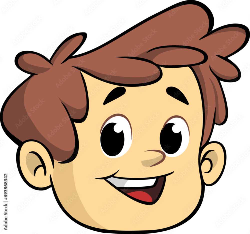 Cartoon small boy. .Vector illustration of young teenager outlined. Boy head drawing Cartoon small boy. .Vector illustration of young teenager outlined. Boy head drawing