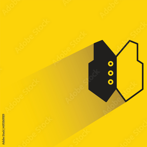 waistcoat with shadow on yellow background
