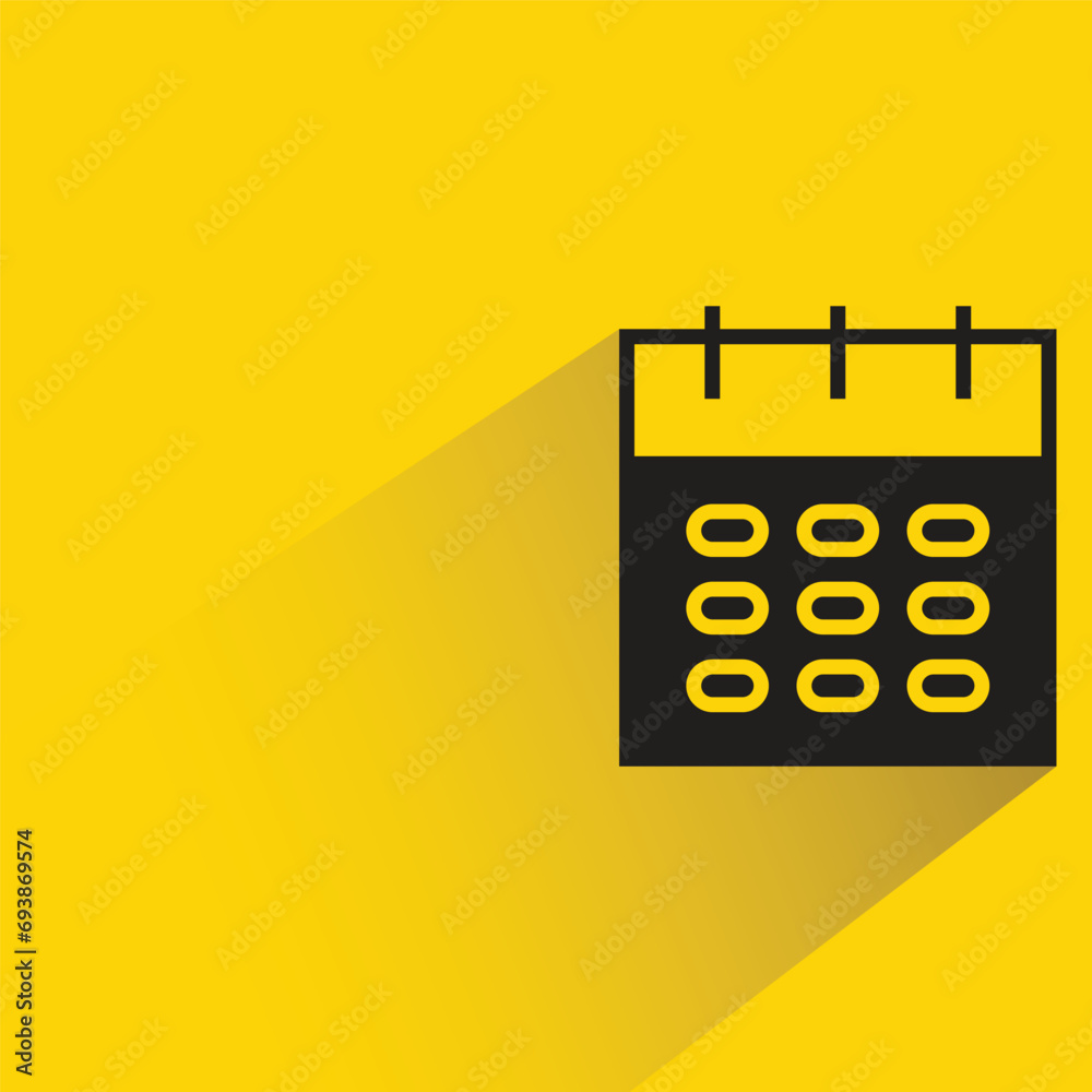 calendar with shadow on yellow background calendar with shadow on yellow background