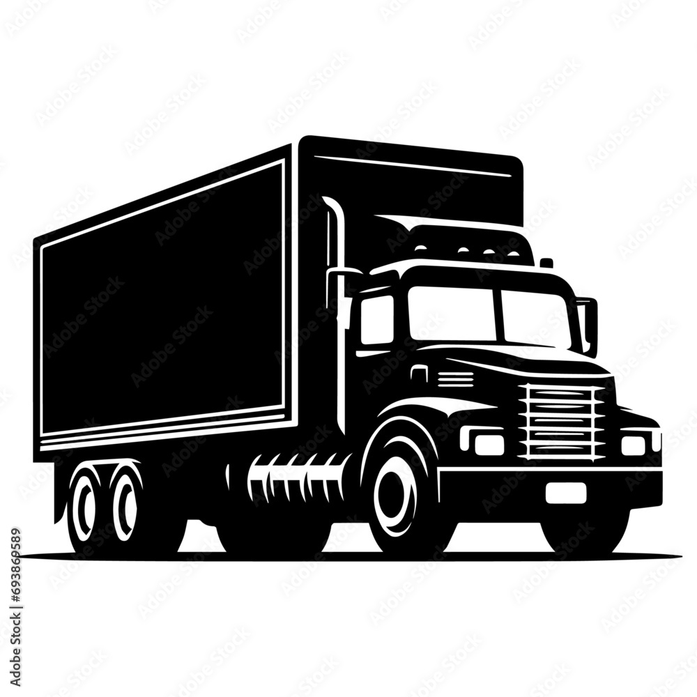 Truck Vector silhouette, Truck Icon vector illustration black color Truck Vector silhouette, Truck Icon vector illustration black color