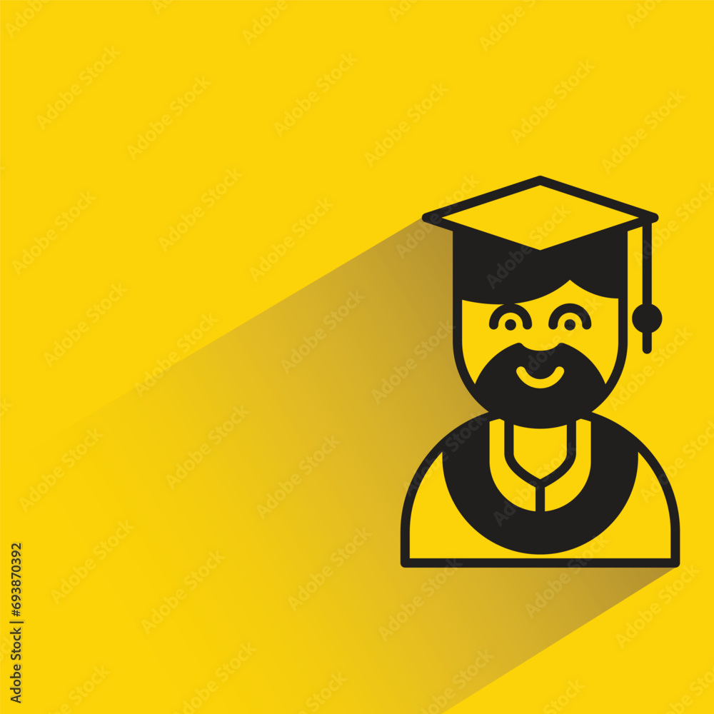 graduation student with shadow on yellow background