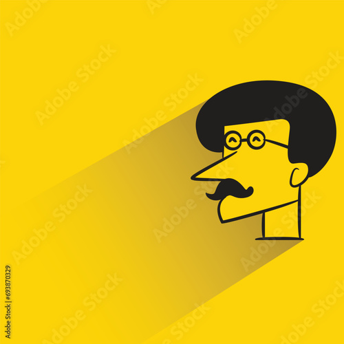 man character with shadow on yellow background