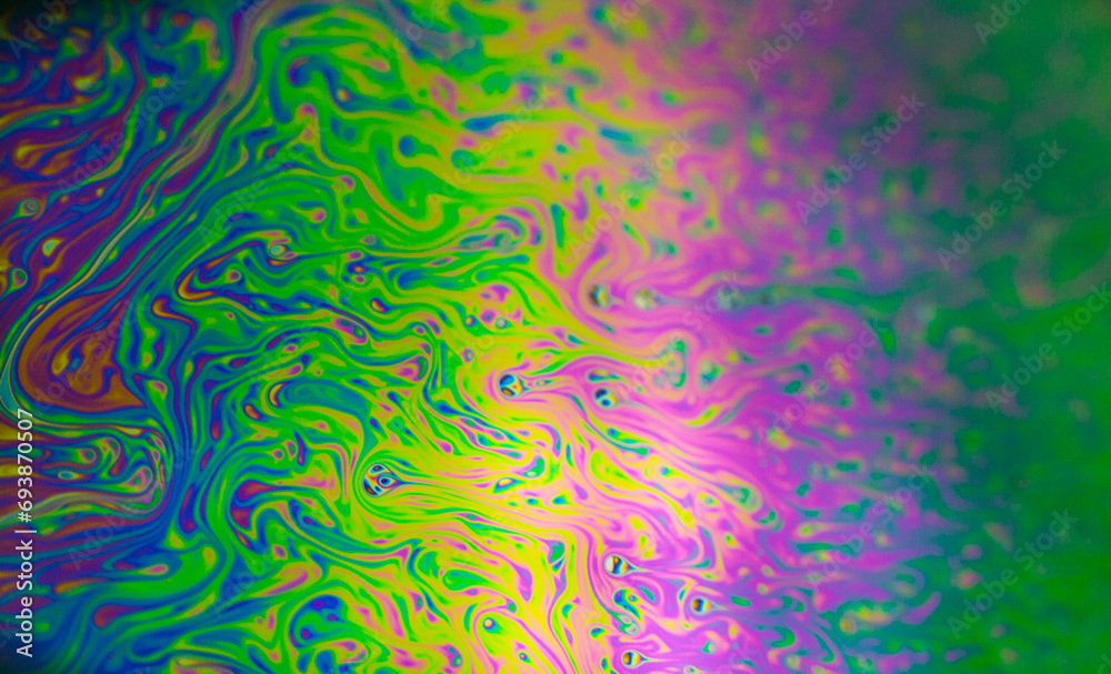 Macro view of a soap bubble, soap bubble texture