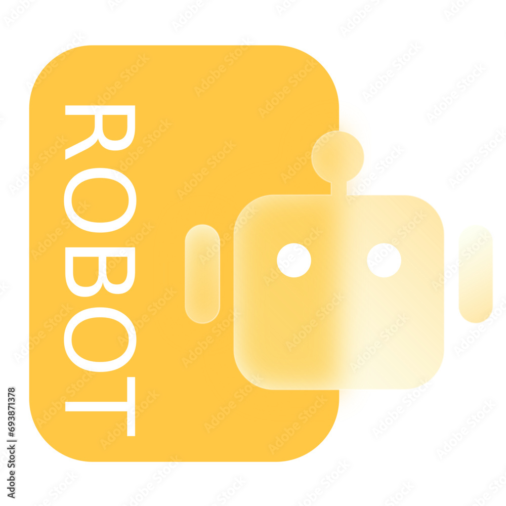 Robot Glassmorphism UI Icon Sign and Symbol Design Illustrator Png Svg