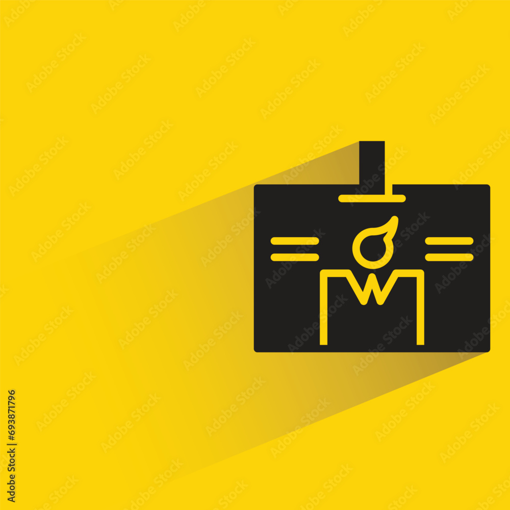 business card badge icon with shadow on yellow background business card badge icon with shadow on yellow background