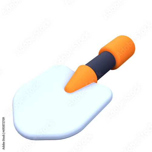 3D Rendered Shovel Isolated on The Transparant Background photo