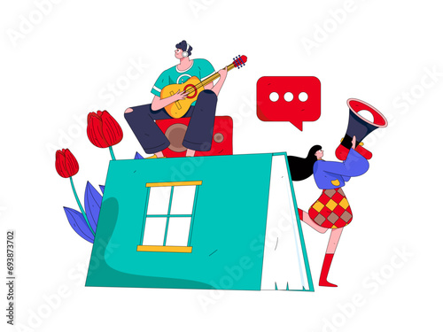 Education and learning people flat vector concept hand drawn illustration
