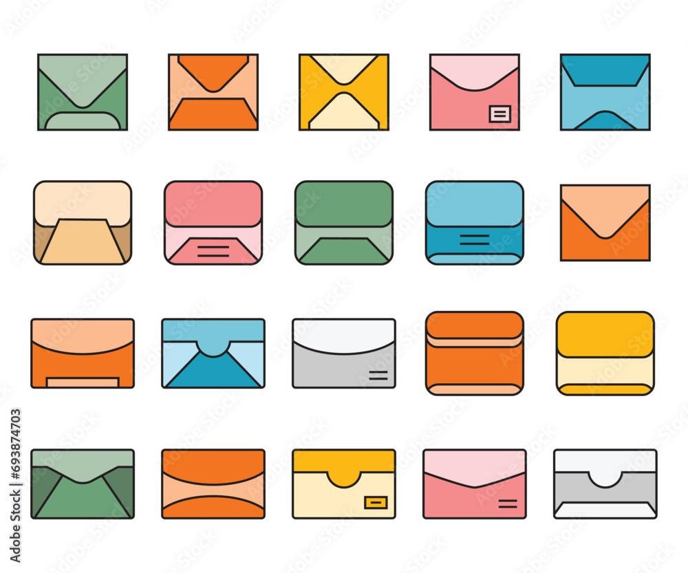 mail and envelope icons set vector illustration mail and envelope icons set vector illustration