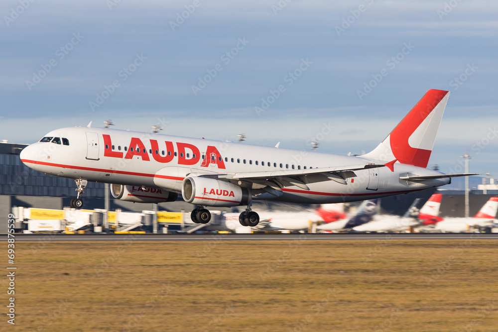 Vienna, Schwechat January 07, 2023 An Airbus A320 of austrian low
