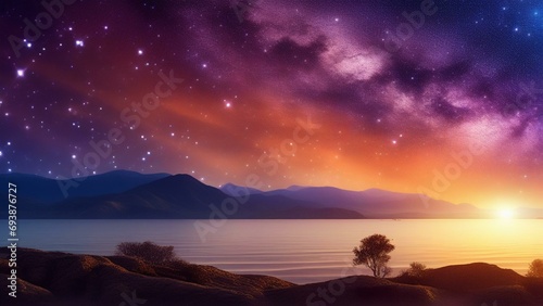 Yoga health and wellness meditation galaxy background