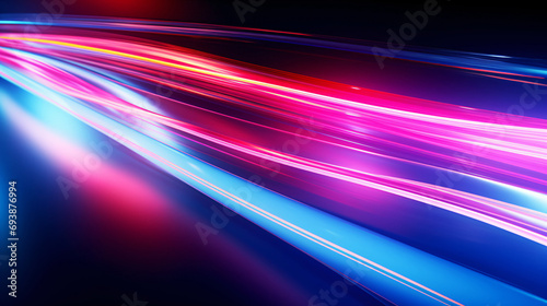 Abstract light fast motion blur background, futuristic technology glowing speed lines scene illustration