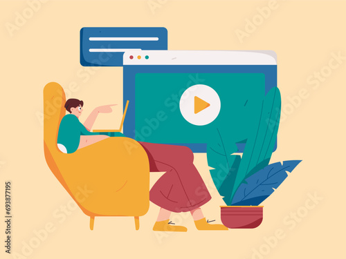 Education and learning people flat vector concept hand drawn illustration
