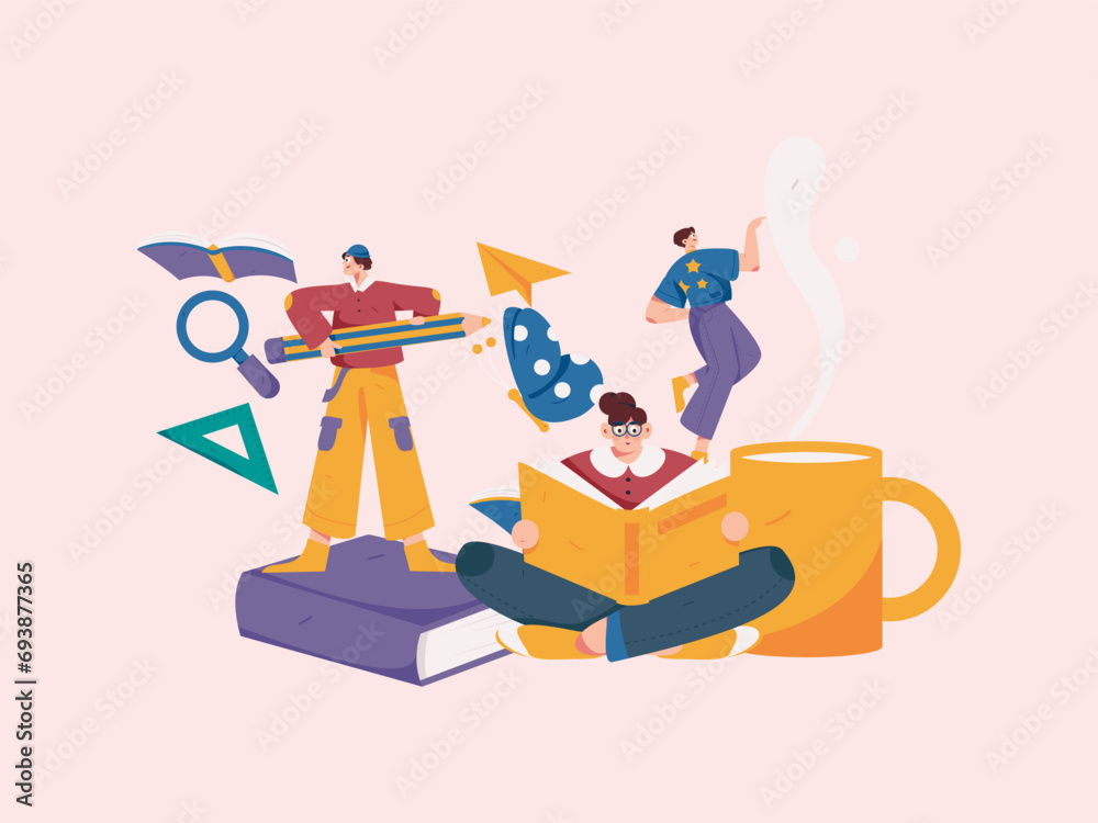 Education and learning people flat vector concept hand drawn illustration
Education and learning people flat vector concept hand drawn illustration