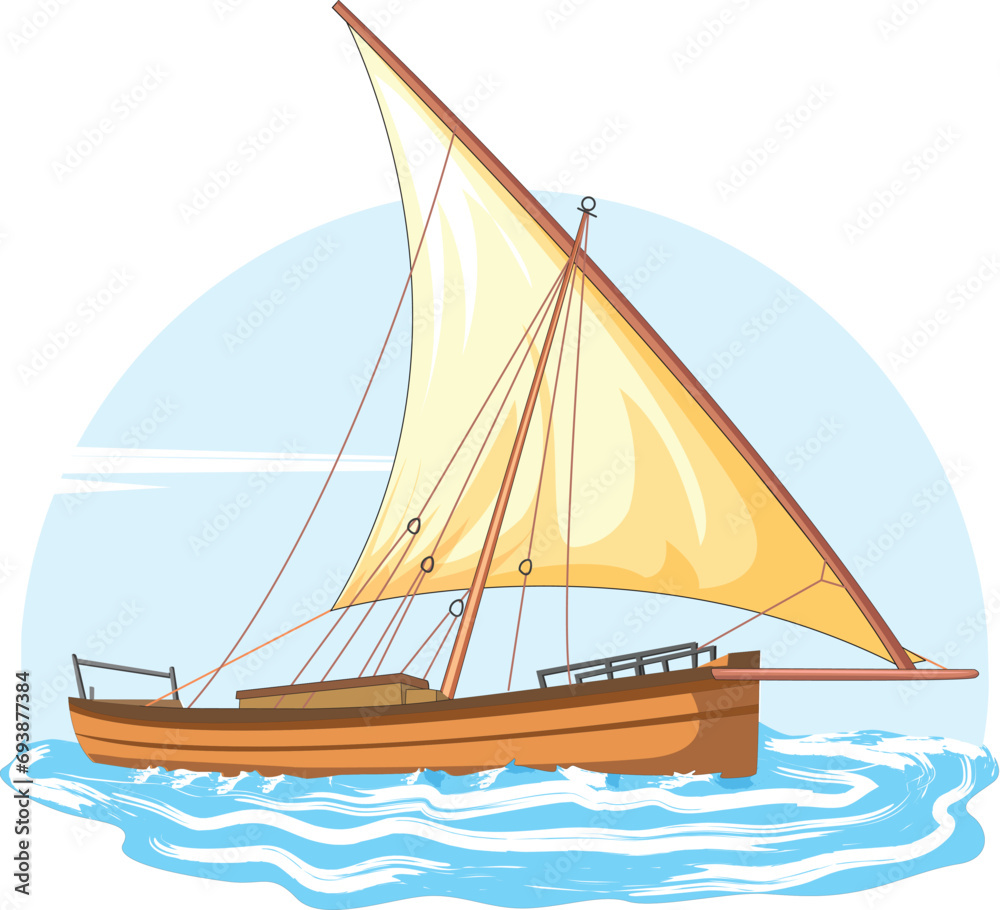 Fototapeta premium Sailboat in an ocean vector illustration
