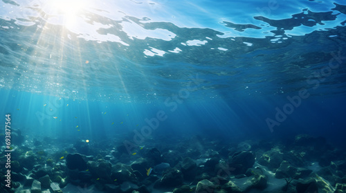 Underwater photo blue background
