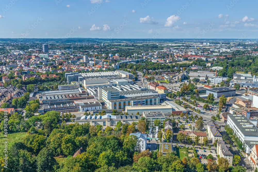 Augsburg im Luftbild, Blick über den Industriepark zur nördlichen Stadt