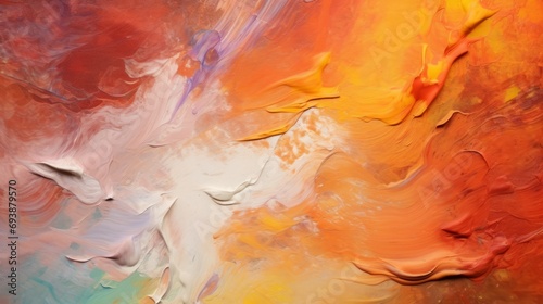 Wallpaper Mural Decorative oil paint texture. Orange and white tones. Abstract Plasters and brush strokes.  Torontodigital.ca