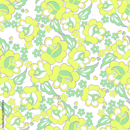 Vector Damask style seamless floral pattern