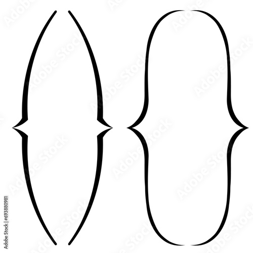 Curly double braces. Symmetric brackets pair, punctuation symbol for mathematics. Typography twirly mark, frames for maths. Retro parenthesis sign for text quote. 