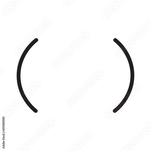 Parentheses and Round Brackets icon design features a pair of curved brackets, indicating a grouping or a related set of items.