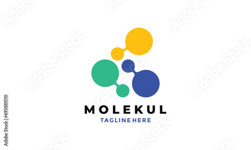 Molecular logo vector biology science technology symbol of connection network innovative