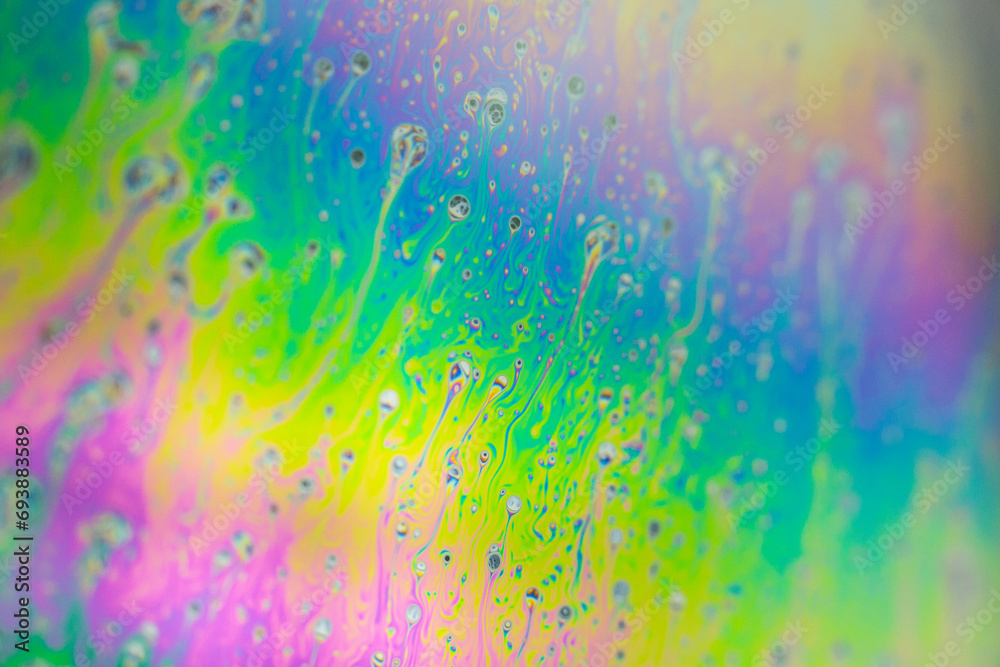Macro view of a soap bubble, soap bubble texture - obrazy, fototapety, plakaty 