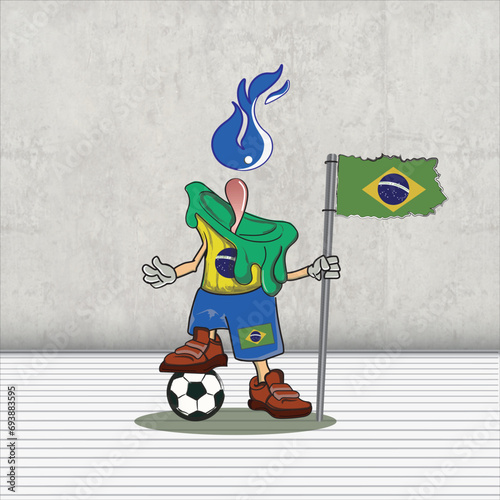 Cool character illustration of soccer, Brazil national team for your t-shirt and products photo