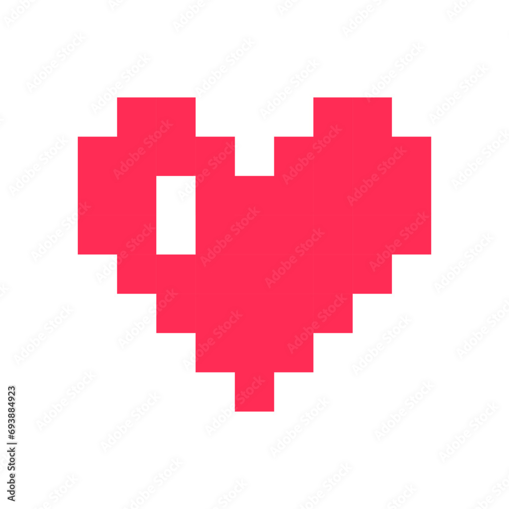 Pixel heart red 8 bit for poster pattern, print, design, elements