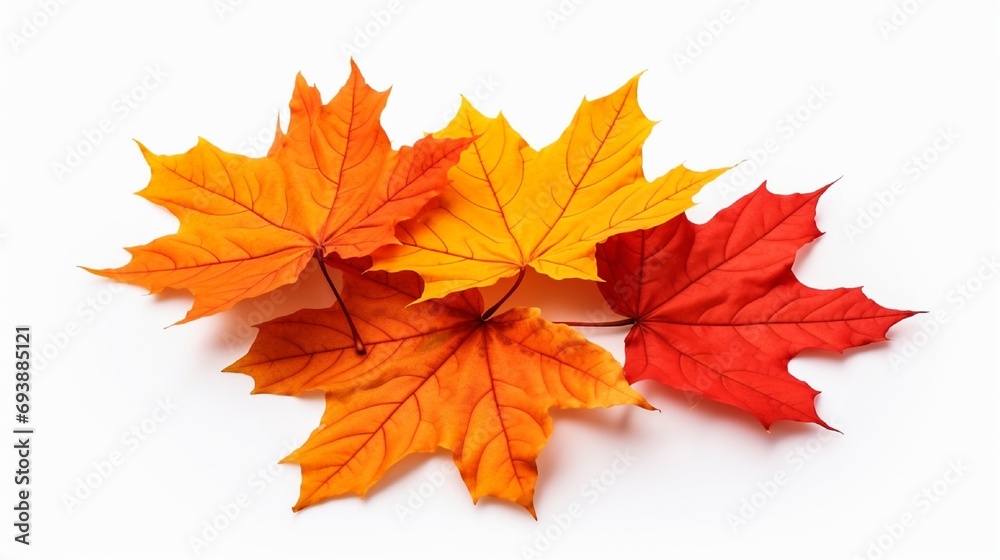 autumn maple leafs isolated on a white