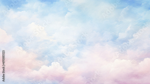 High narrow watercolor cumulus clouds © Cybonad