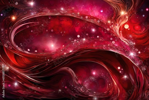 Abstract Ruby Cascade with Cosmic Elegance