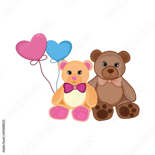 teddy bear with balloon love illustration