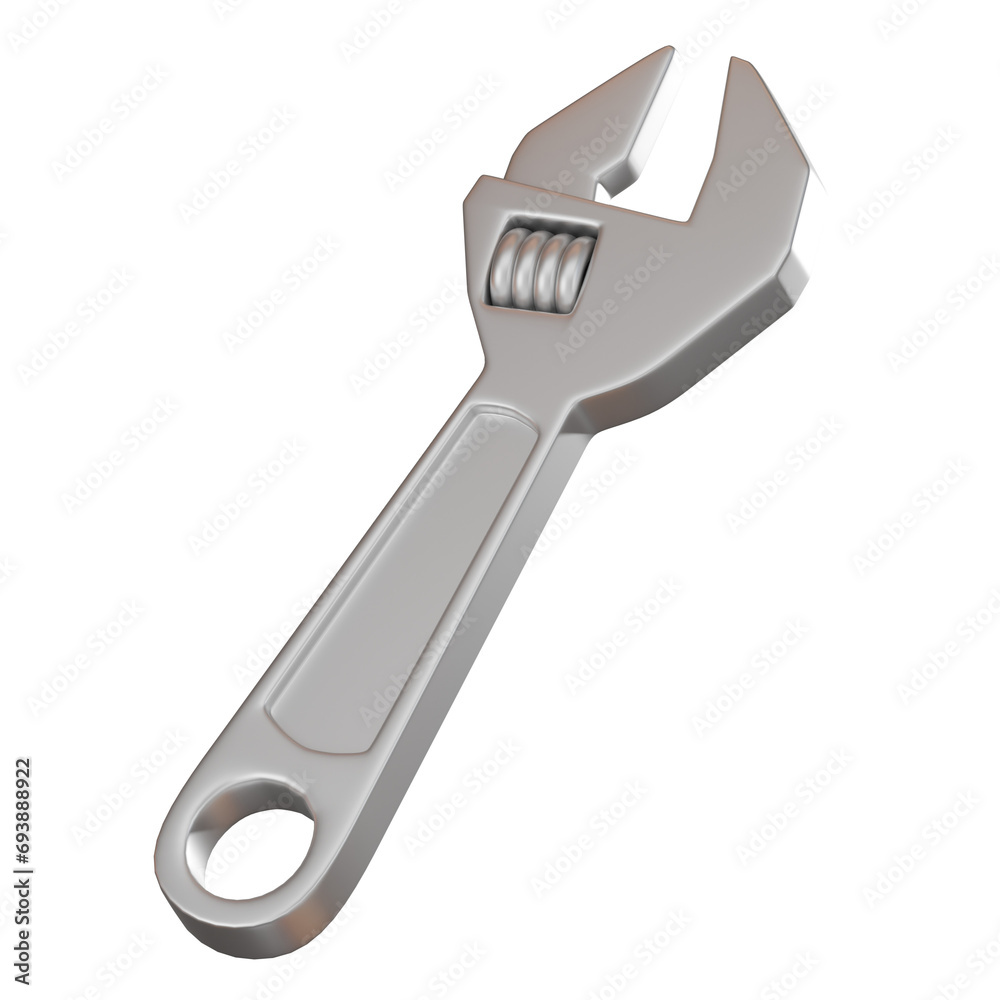 Adjustable Wrench Icon for Construction and Repairs. 3D render Adjustable Wrench Icon for Construction and Repairs. 3D render