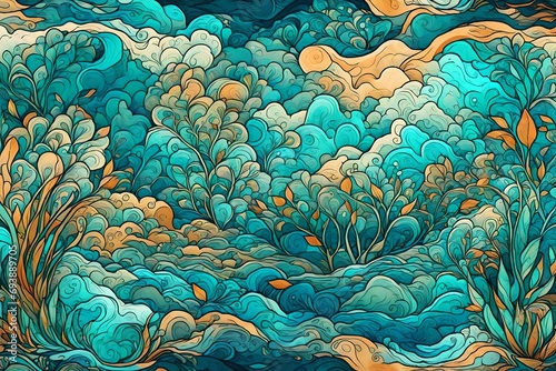 Mystical Aqua Oasis in Abstract Bliss