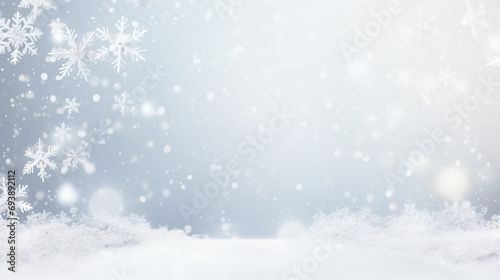 white background snow blurred snowflakes © Cybonad