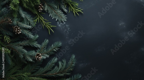 Christmas tree branches background space for text