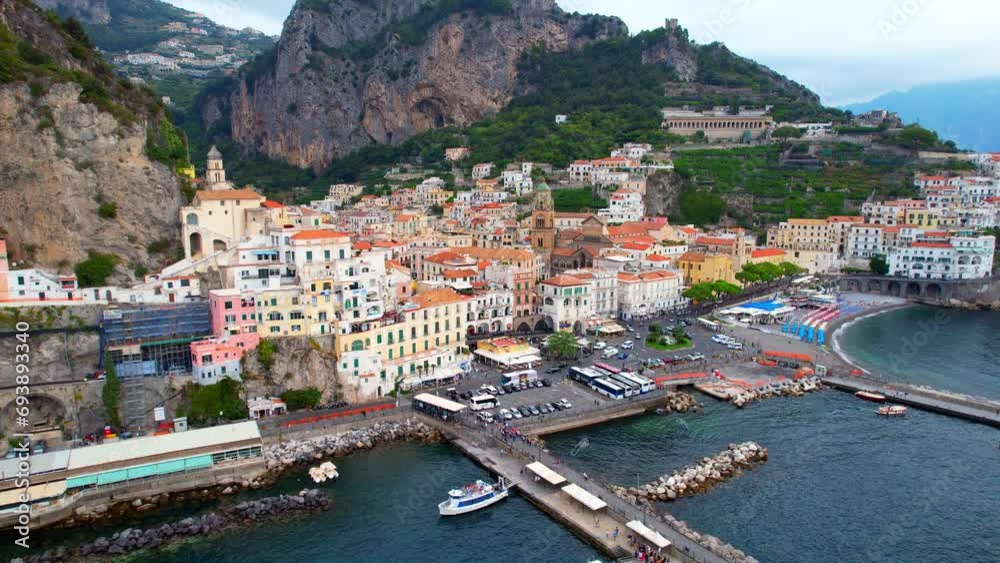 Amalfi - Italy - Aerial view of the coastal town on the Amalfi Coast Amalfi - Italy - Aerial view of the coastal town on the Amalfi Coast