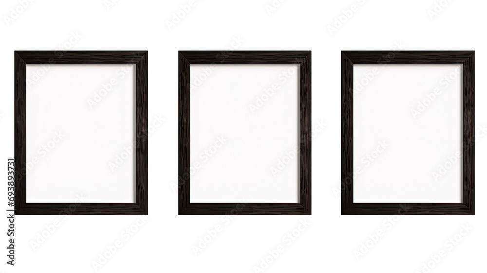 set of dark wood picture frame on white background set of dark wood picture frame on white background