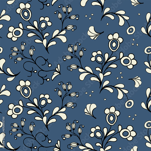 Floral seamless pattern. Hand drawing. Vector