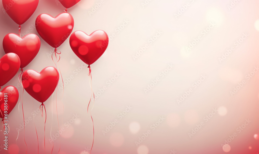 Red ballon hearts background 