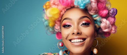 Colorful Hair, Smiling Woman