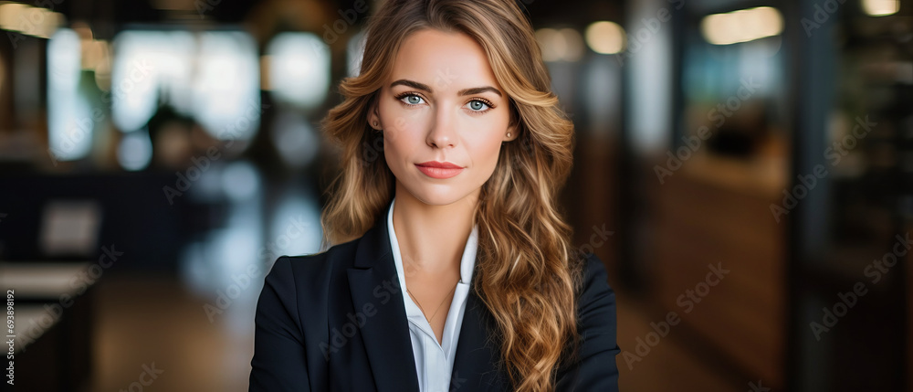 A Stylish Woman with Long Hair in a Black Jacket