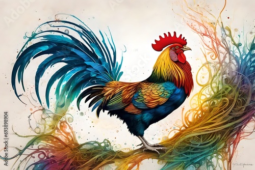 biomechanical rainbow color cook, barcelos rooster photo