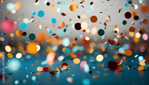 confetti explosion at a birthday party background. confetti background. colourful confetti flying around for New Year's party. birthday party. balloons and confetti. star confetti. round confetti photo