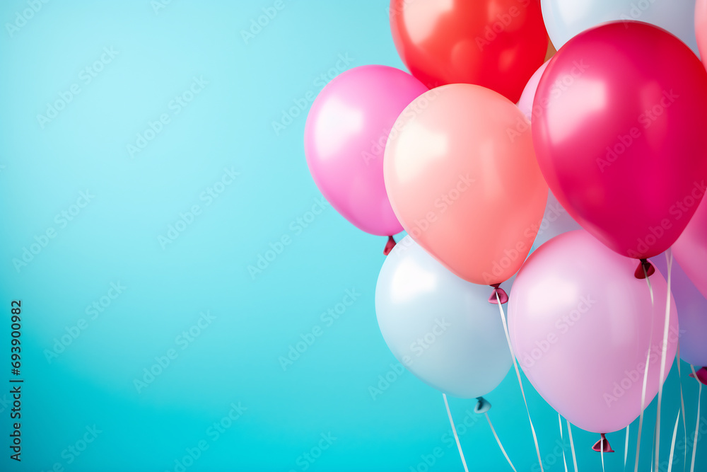 Colorful balloons background, bunch of pastel colored party balloons, holiday greetings, congratulations, birthday party